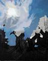 Rayk Goetze: Himmel über L., 2020, Öl und Acryl auf Leinwand, 100 x 80 cm

